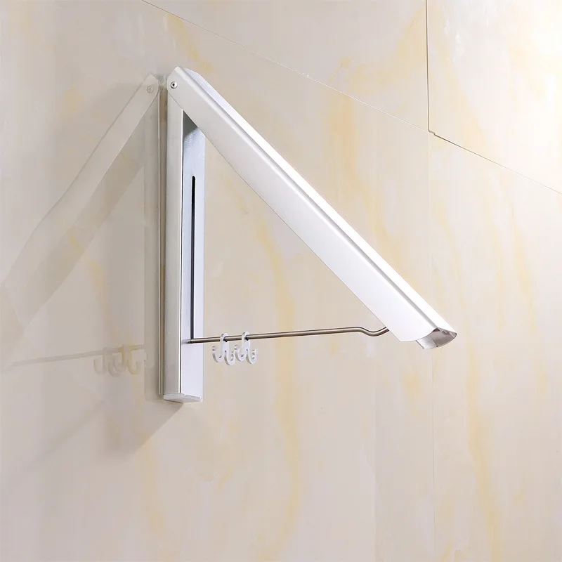 single Space aluminum invisible hanger mounted on the wall of retractable foldable aluminum clothes hangers for clothes - Цвет: single