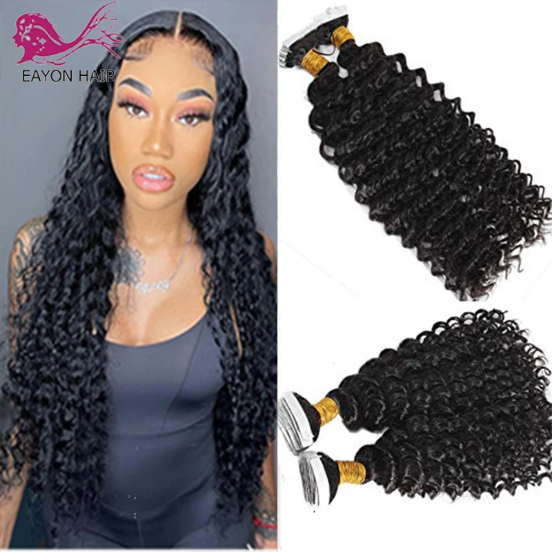 PROD 1005003006628325 40 Pieces Full Head Deep Curly Tape In Human Hair
For Black Women Brazilian Skin Weft Adhesive Invisible Tape in
Extensions