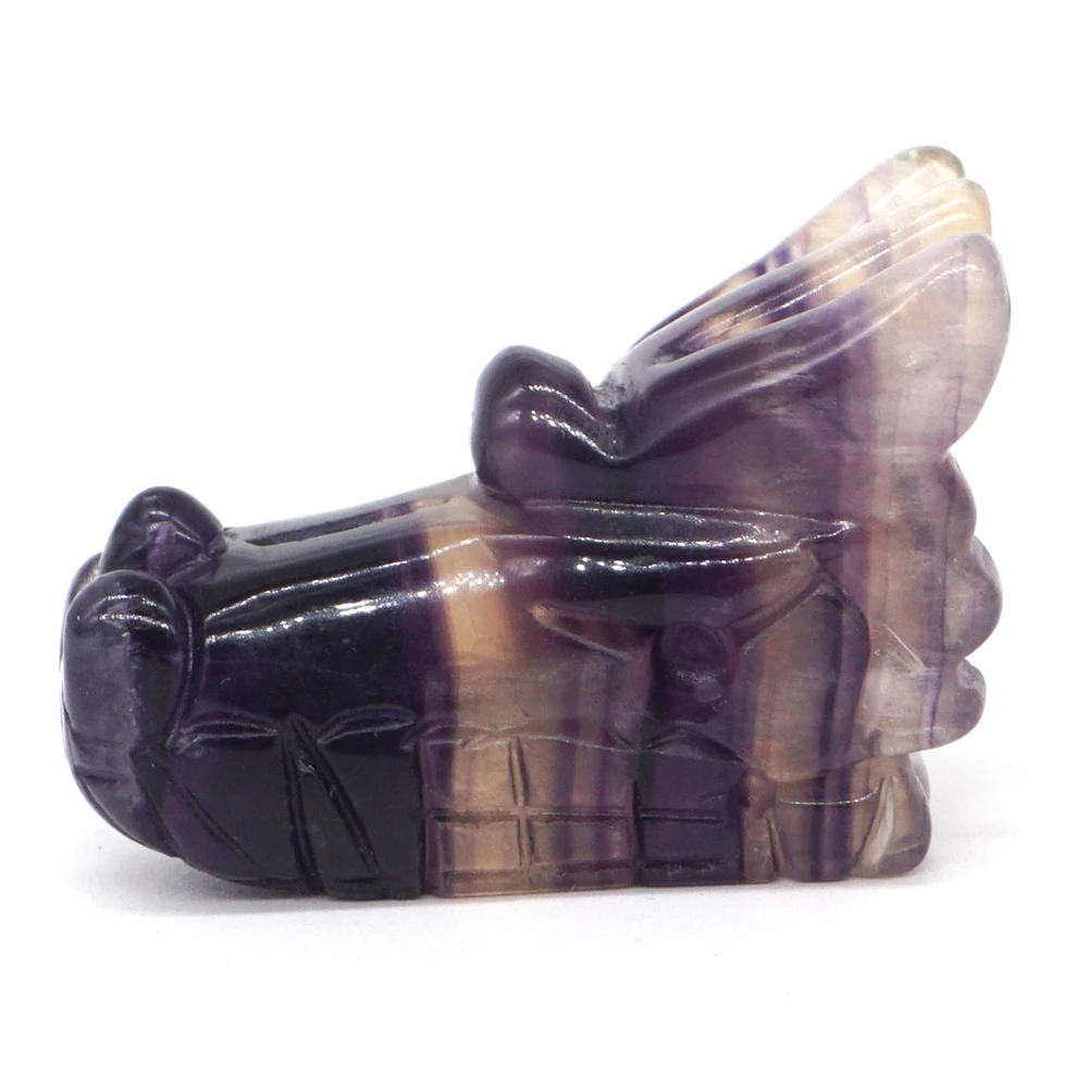 

2" Dragon Head Skull Natural Gemstone Fluorite Crystal Carved Reiki Healing Stone Figurine Home Ornaments Decor Holiday Gift