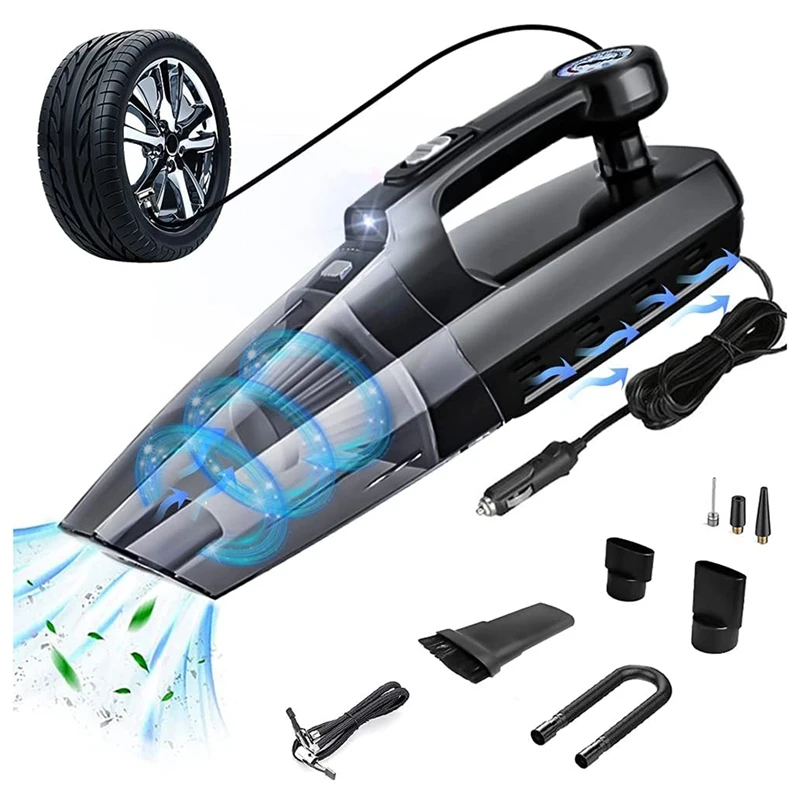 4 in 1 Car Vacuum Cleaner Tire Inflator 6000PA High Power Suction Wet/Dry Portable | Автомобили и мотоциклы