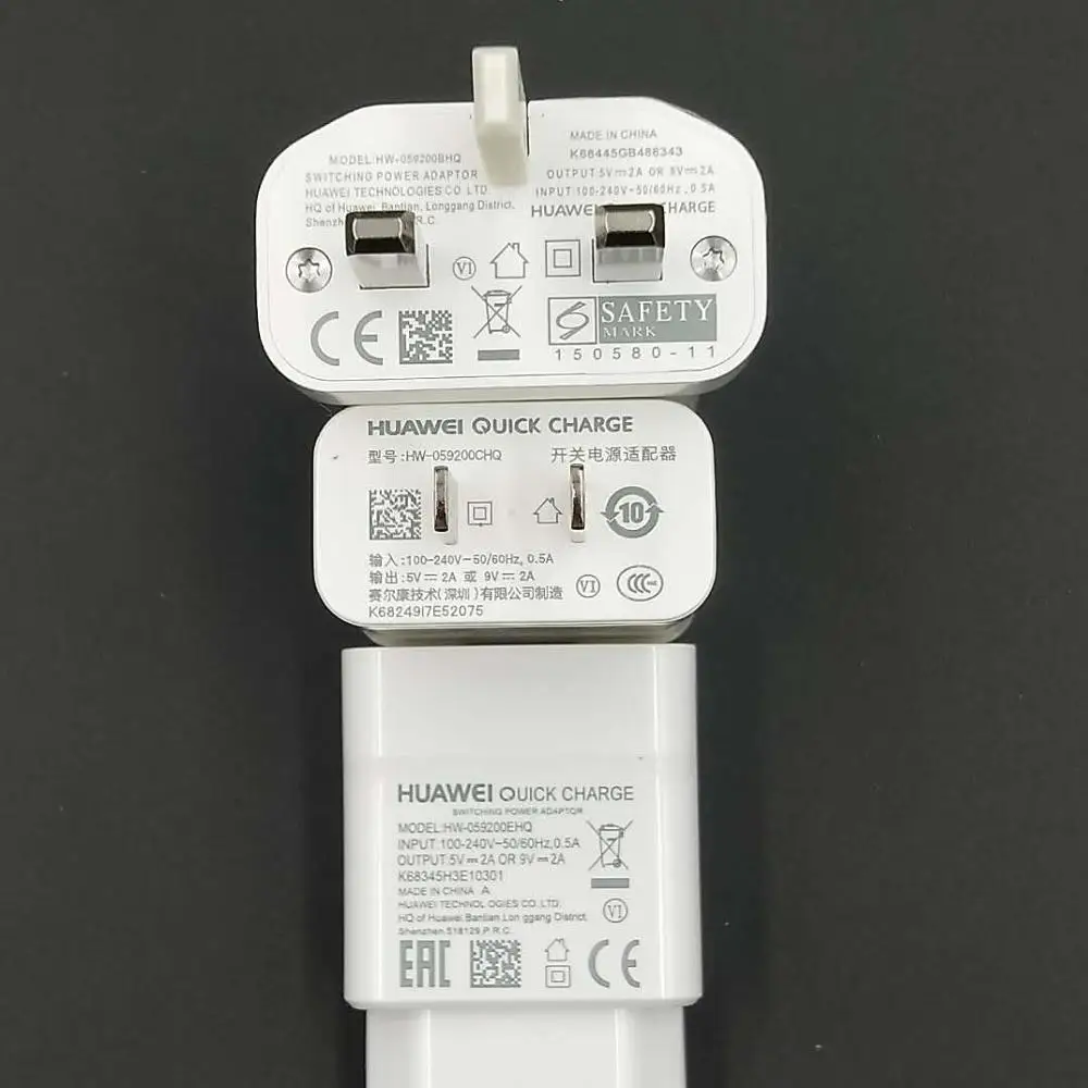 Оригинальный адаптер для быстрой зарядки Huawei 9V 2A EU US UK QC2.0 настенный штекер 100 см USB