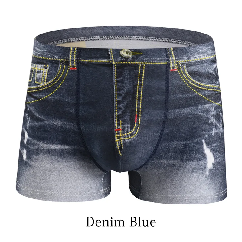

2021 Brand Men Denim Underwear 3D Sexy Boxer Shorts Jeans Shorts Classic Print Boxers Mens New Fashion Cowboy Underpants Trunks