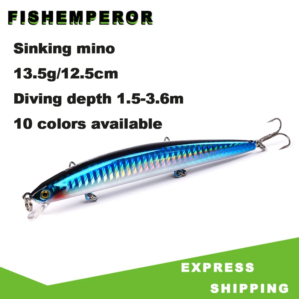 

1Pcs 13.5g 12.5cm Trout Fishing Lures Sinking Minnow Aritificial Fishing Wobblers Crankbait Plastic Baits Pesca Laser Fish Body