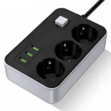 Network Filter USB socket Smart Power Strip EU Plug Socket With1.8/3M Extender Cord Surge Protector Wide voltage for Home Office