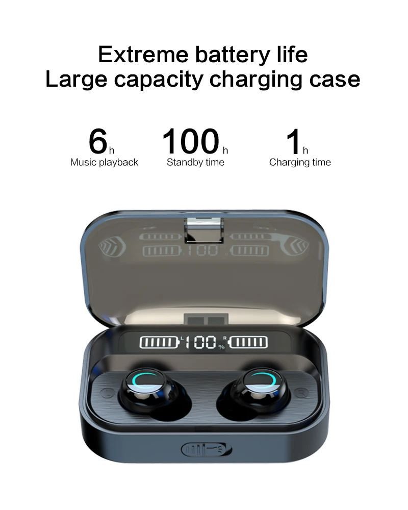 G09 TWS 5 0 Bluetooth 9D Stereo Earphone Wireless Earphones IPX7 Waterproof Earphones 1500mAh LED Smart Power Bank Phone Holder
