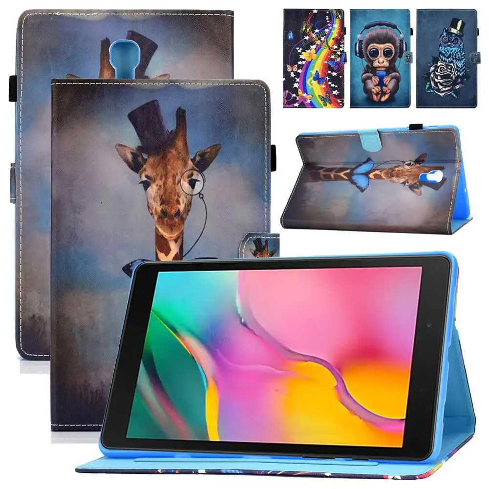 Смарт-чехол для Samsung Galaxy Tab A 10,5 дюймов SM-T590 T595 T597 чехол с принтом из искусственной кожи чехол-подставка