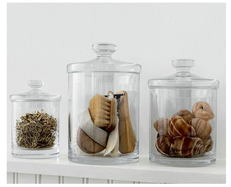 European-style glass jar storage tank transparent candy kitchen bathroom  display decoration WY5 - AliExpress
