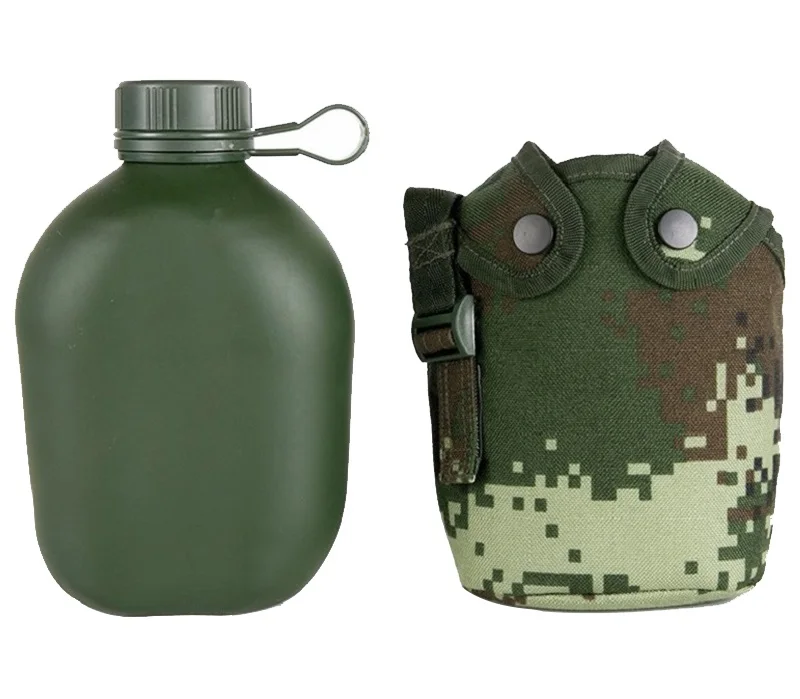 1Л бутылка для воды для спорта на открытом воздухе Военная походная бутылка для воды с мешочком столовая бутылка Кемпинг Туризм Выживание питьевой чайник