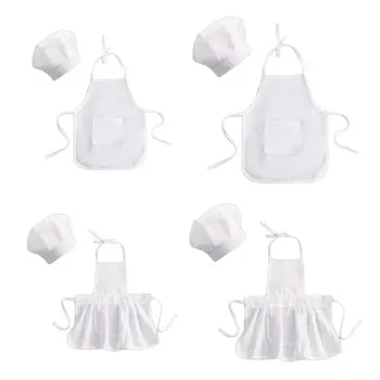 

2Pcs Cute Baby Chef Apron and Hat Infant Kid White Cook Costume Photography Prop 23GD