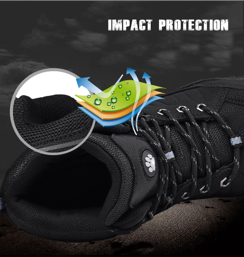 MANLI Genuine Leather Men Outdoor Hiking Shoes Winter With en Leather Boots Waterproof Mountain Climbing Hunting Boots