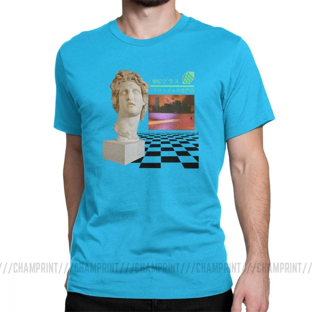 Эстетика vaporwave мужские футболки Vapor Wave цветочный шопп Макинтош плюс мода хлопок футболки с круглым вырезом футболки подарок Топы - Цвет: Королевский синий