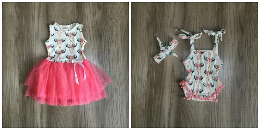 夏ベビー服ドレス綿サンゴ牛花ブティック服ポンポンロンパース幼児フリル膝丈マッチ弓 Clothing Sets Aliexpress