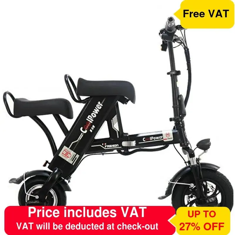 Электрический велосипед 500 Вт двухколесный 12 дюймов 48 В легкий складной