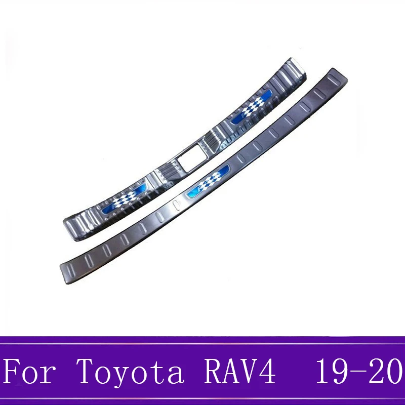 Inner External Для Toyota RAV4 AX50 нержавеющая внутри и снаружи Автомобильная задняя защита бампер Накладка на порог защитная решетка - Цвет: Inner External