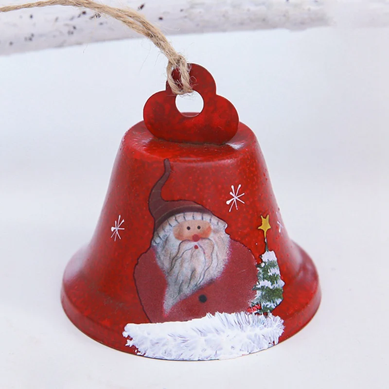 1 Pcs Christmas Bells Wrought Iron Painted Bells Hanging Decorated Christmas Tree Bell Pendant Jingle Party Xmas Ornaments
