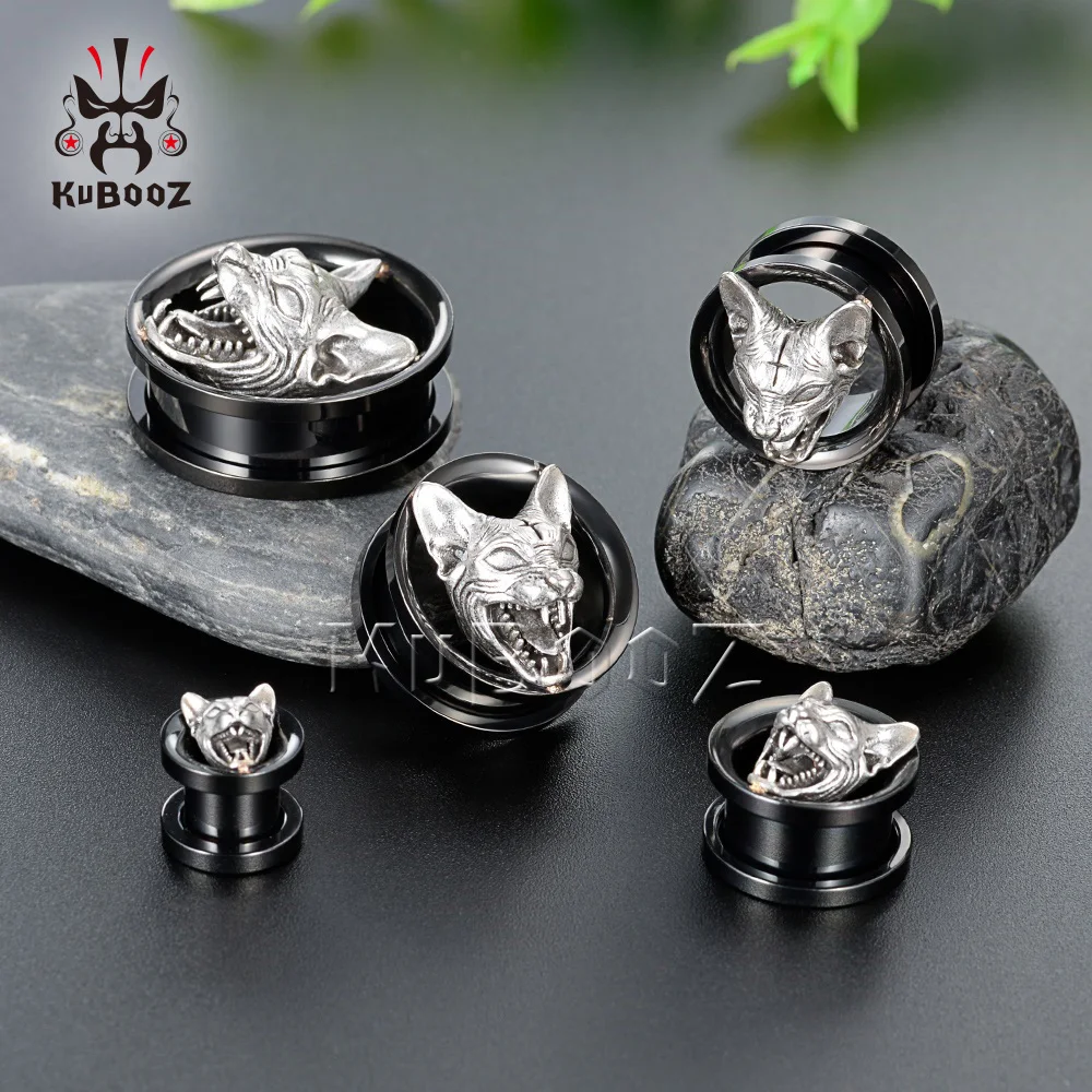 Piercing Jewelry Ear Piercing Jewelry Metal Jewelry Body Piercing Jewelry Body Jewelry Stainless Steel Cross Cat Head Ear Piercing Plugs Gauges Expanders Ear Tunnels Stretchers