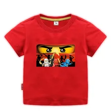 Коллекция года, летняя детская одежда футболка для маленьких мальчиков и девочек хлопковые футболки с рисунком ниндзя Ninjago детские топы, красные, синие футболки для детей возрастом от 3 до 10 лет