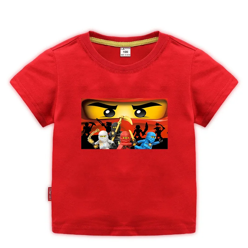 Летняя детская одежда футболка для маленьких мальчиков и девочек Ninjago хлопковые