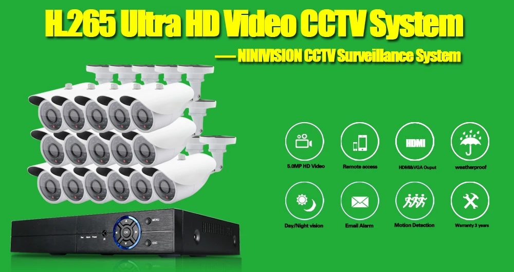 16CH AHD CCTV NVR 5mp 4mp 3g DVR Kit CCTV видеонаблюдение Системы 16X5,0 Мп для дома и улицы комплект камеры безопасности для 16ти-канального видеорегистратора наборы