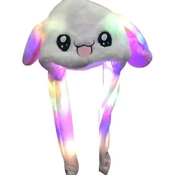 

Funny Hat Women Men Kids Lighting Hat Cute Rabbit Ears Plush Ears Can Move Cap Children Shine Winter Warm Party Hat best gift