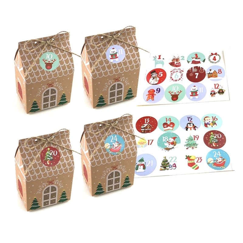 

1set=24pcs Cake Cookie Biscuit Nougat Paper Boxes Christmas Chocolate Candy Gift Box Decoration Xmas Dessert Packaging Box
