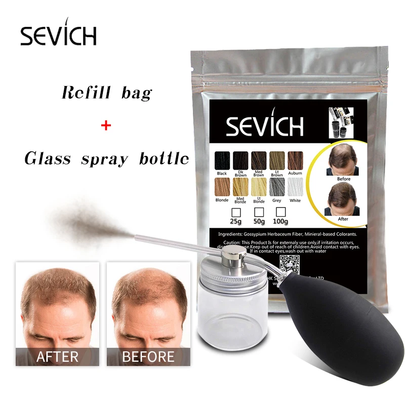 Sevich 2 шт./компл. 25 г волокна для волос + стекло Nazzle наращивания порошок мужчин и
