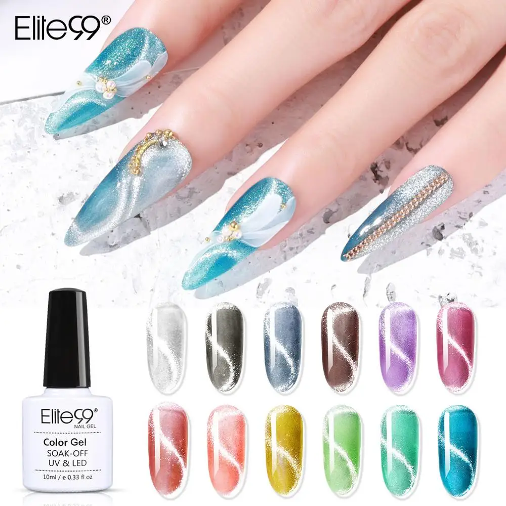 Elite99 10ml Crystal Snowlight Cat Eye Gel Varnish Semi Permanent UV Nail Art For A Manicure Primer Top Coat Polish | Красота и