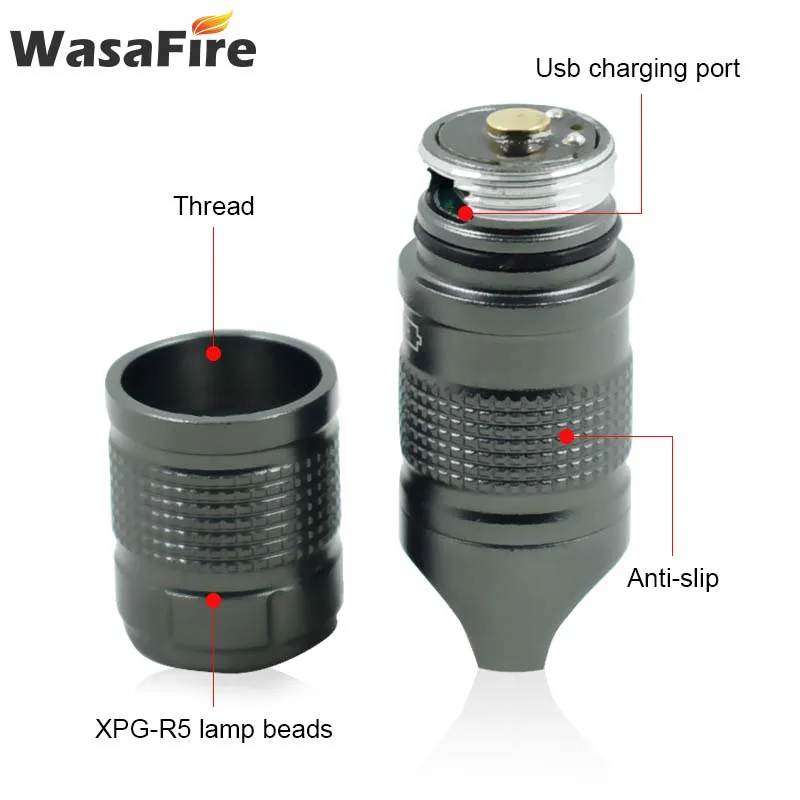 Pocket Mini Portable LED Flashlight USB Rechargeable Waterproof Torch Flashlights Super Small Lantern Keychain With Battery