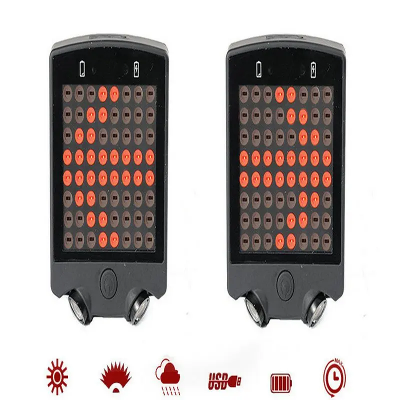 Remote Control Bike Light Direction Indicator Rear Light USB Rechargeable Bicycle Taillights MTB Bike Safety Warning Light