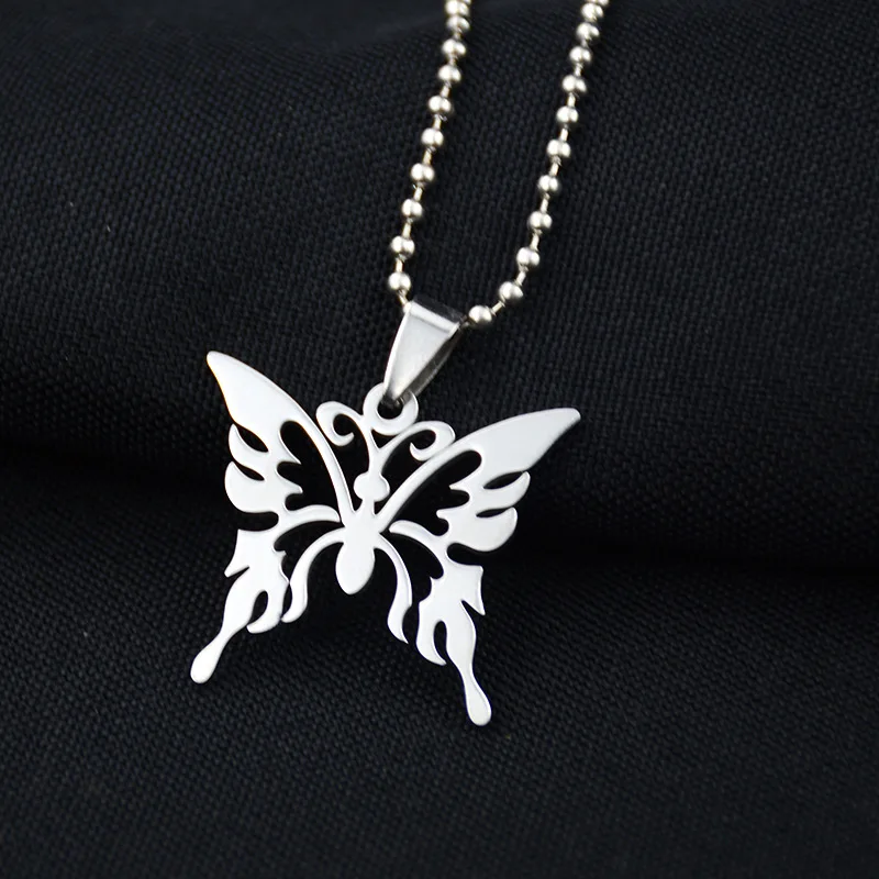 Exclusive harajuku unif style stainless steel butterfly choker beads colar women cute Punk Style necklace Collares Mujer | Украшения и
