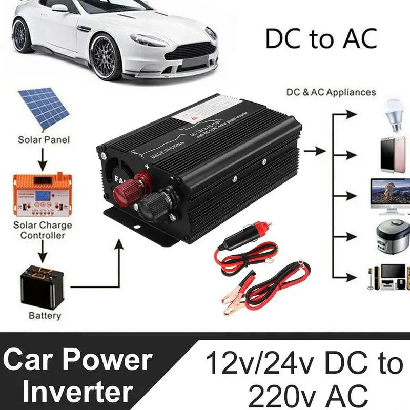 500W и черного цветов, на возраст 12/24V постоянного тока до 110/220V автомобильный Солнечный Мощность инвертор Модифицированная синусоида преобразователь