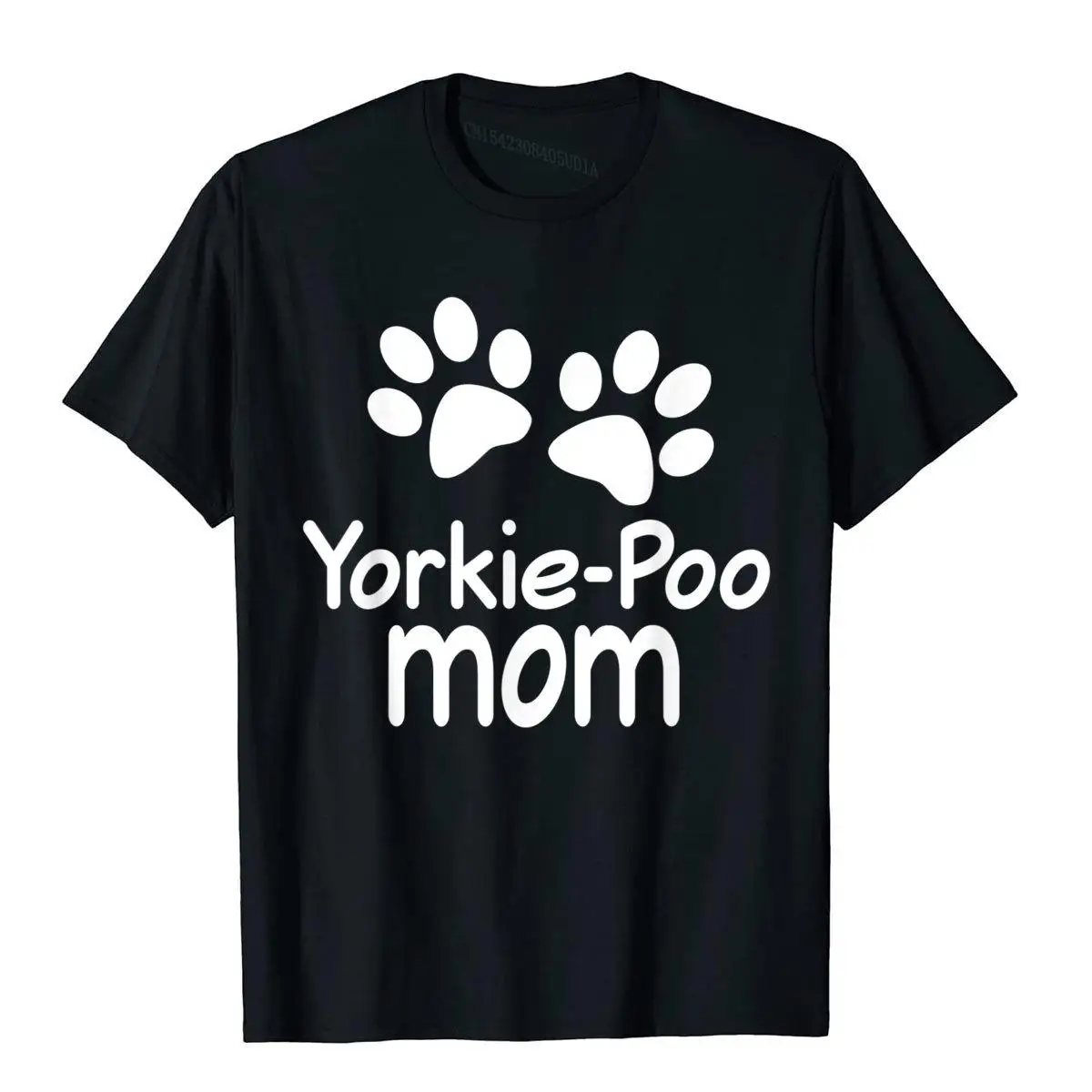 Yorkie-Poo Mom T-shirt Paw Print Pet Tee__B8490black