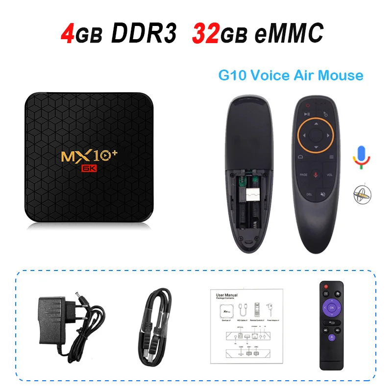 4GB 32GB G10 MX10+ H6 Android 9,0 tv Box 4 Гб 64 Гб Smart tv Box 2,4G 5G Dual WiFi 6K BT4.0 3D медиаплеер MX10 Plus телеприставка - Цвет: 4GB 32GB G10