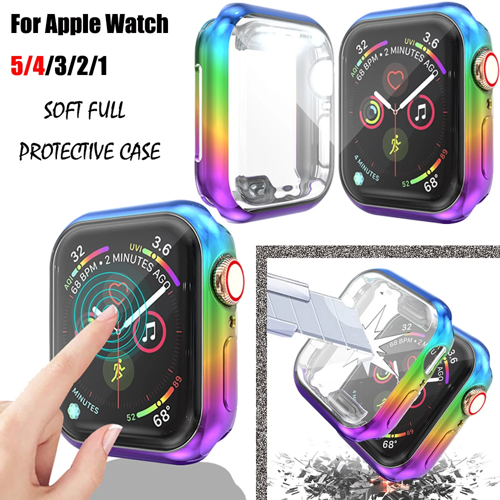 360 тонкий полный защитный чехол для Apple Watch Band 5 4 3 2 1 мягкий TPU протектор экрана iWatch