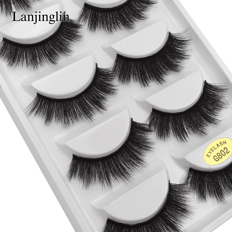 

new 5 pairs tapered thick false eyelashes makeup fake eyelashes natural long 3D mink lashes Extensions handmade black G802