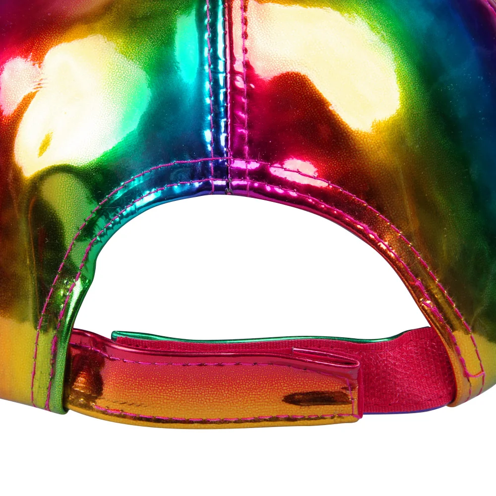 Новинка, бейсбольная кепка из искусственной кожи, светящаяся одноцветная бейсболка в стиле хип-хоп с радугой, Регулируемая Повседневная Кепка, уличная одежда в стиле панк