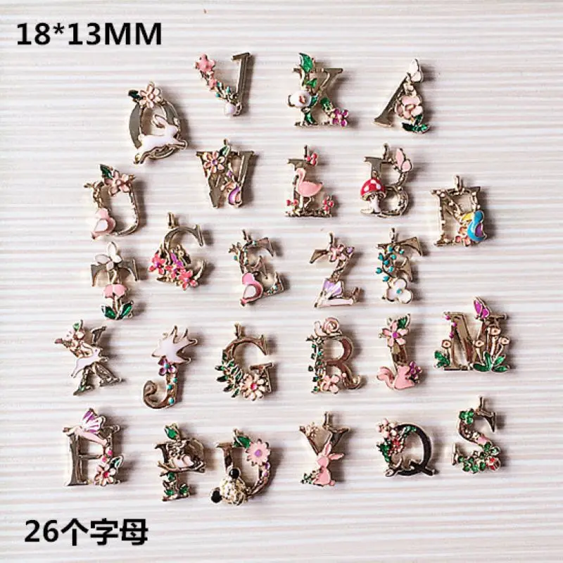 Yishan 26 шт 13*18 мм Смешанные золотые украшения с буквами алфавита красочная Буква Кулон начальный сплав Аксессуары для ювелирных изделий DIY браслет