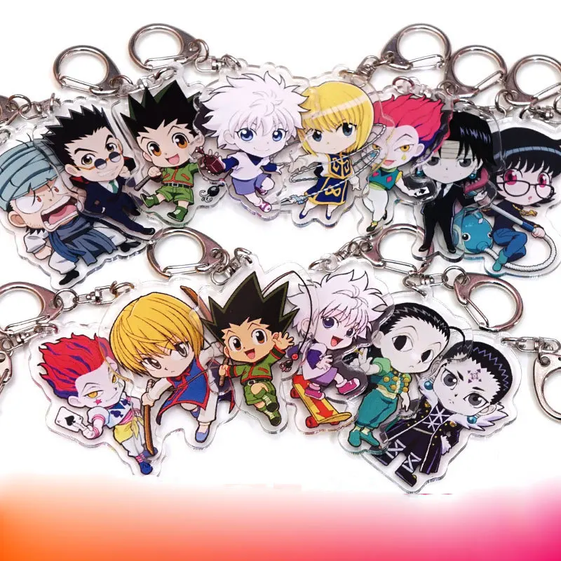 

New Anime Hunter X Hunter Keychain Cosplay Delicate Printed Craft Cartoon Figures Key Chain School Bag Charm Teens Gift Trinkets