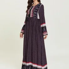 7750 платье большого размера модное цветочное Ретро этническое платье Арабские длинные юбки