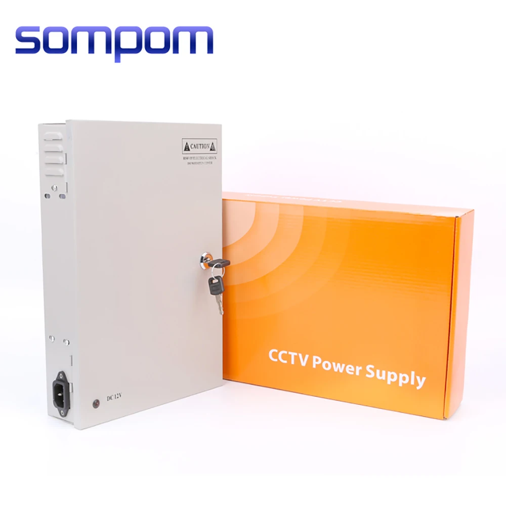 Sompom AC в DC 12V 10A 18 портов распределения CCTV камеры безопасности блок питания