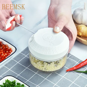 

BEEMSK vegetable cutter Hand Pull Mincer Blender Processor Garlic chilli carrot onion Meat Fruit Shredder Slicer Crusher Grater