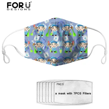 

FORUDESIGNS Cartoon Cleaner Pattern Unisex Face Mask Breathbale Anti-dust Reusable Mouth Cover for Kids masque Germ Protection