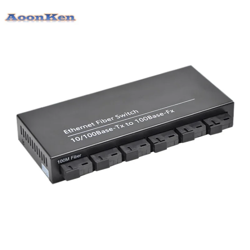 Волоконно-оптический трансивер 10/100M Ethernet волоконный коммутатор 2 RJ45 6