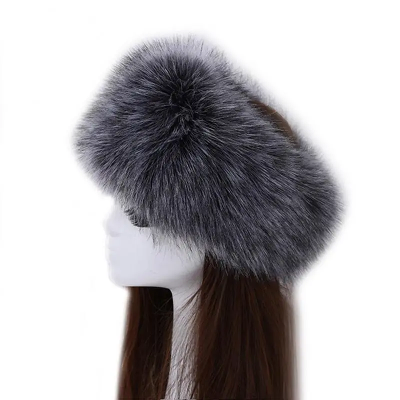 Winter Thick Fox Hair Circle Russian Hat Fluffy Headband Female Fur Headband Furry Headband Wide Headdress Ski Hat Accessories 1