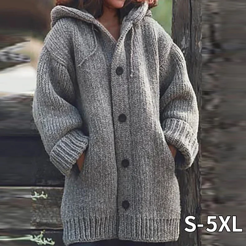 5XL, винтажные свободные кардиганы с карманами, свитера для женщин, на осень и зиму, с длинным рукавом, на пуговицах, свитер, на каждый день, размера плюс, Женское пальто