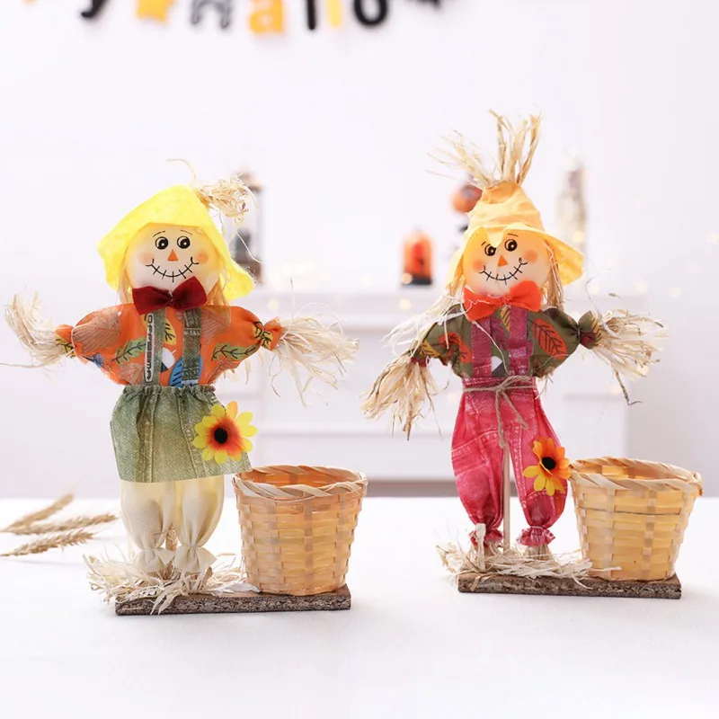 

High-quality Bamboo Basket Scarecrow Halloween Festival Decoration Ornament Scene Layout Props