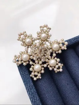 

Brand Fashion Jewelry Vintage snowflake Brooch Party big small pearl Sweater Brooche Flower Pearls Fashon Sun Brooches