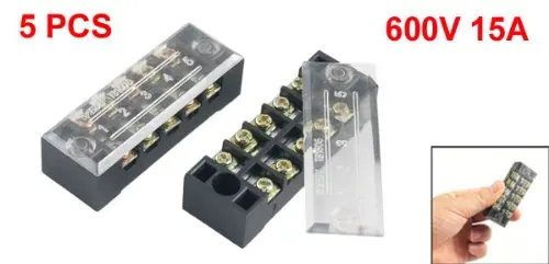 5 шт. двухрядная 5 позиционная Клеммная лента 600V 15A