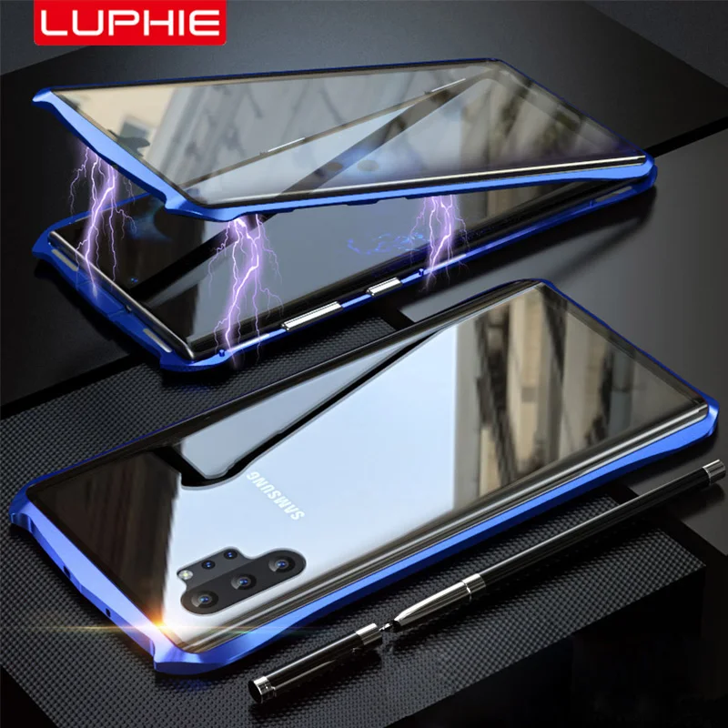 Магнитный чехол Luphie для Samsung Galaxy Note 10 Plus iphone 11 Pro Max полное переднее и заднее стекло