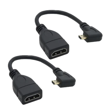 

2PCS HDMI Adapter Cable 90 Degree Angle Elbow Micro-HDMI Male to HDMI Female HD Extension Data Cable Cord